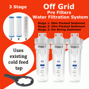 Off Grid Triple Water Sediment Filter & Housing Set Off Grid Triple Water Sediment Filter & Housing Set