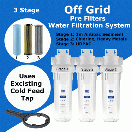 Off Grid Triple Water Filter & Housing Set Off Grid Triple Water Filter & Housing Set