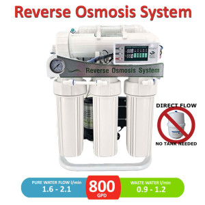 800GPD reverse osmosis pumped system with LCD E-Coli, Bacteria & Coliforms