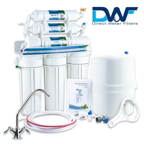 6 Stage Non-Pumped Reverse Osmosis System 100GPD With Storage Tank