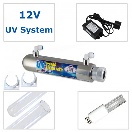 12v DC Ultra Violet (UV) Water Treatment Systems 12W (4LPM)  E-Coli, Bacteria & Coliforms